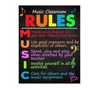 Elementary Music Classroom Rules Posters Visual Aid for Bulletin Boards Middle School High School Band Room Decor(Framed,08x12inch(20x30cm))