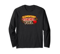 Elementary Teacher Fuel Coffee Bean Academic Humour Tee Manche Longue