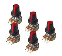Éléments de limitation du courant 5Set WH148 potentiomètre rotatif linéaire B1K B2K B5K B10K B20K B50K B100K B250K B500K B1M 3Pin 15mm arbre avec boutons AG2 rouges (Size : 50K Ohm)
