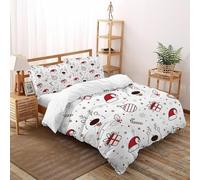 Éléments de Noël Parure De Lit King（220x240cm） Adulte Enfant Art,Housse De Couette en Microfibre,Ensemble De Literie avec 1 Housse De Couette + 2 Taies d'oreiller