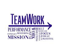 Éléments de travail d'équipe Focus Environnement de bureau Culture d'entreprise Stickers lettrage 45x75.9cm Étanche Bleu foncé