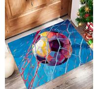Éléments Football Paillasson Interieur Entree 40 X 60 Cm, Encre Aquarelle Tapis D'Entrée Antidérapant Lavable en Machine, Tapis Sol Absorbantes Bleu pour Chien, Porte, Couloir