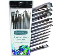 Elements Lot de 12 pinceaux pour peinture acrylique, huile, aquarelle, modèle, artisanat, miniatures