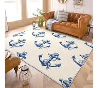 éLéMents Nautiques à L'Aquarelle Tapis Antidérapant en Flanelle 160x230 cm Beige Tapis Utiliser TPR Fond Antidérapant Facile à Entretenir Lavable en Machine Décoration d'intérieur