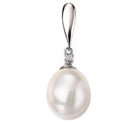 Éléments Or GP2018W Pendentif Goutte En Perle D'Eau Douce Et Diamant