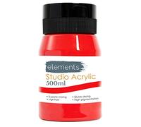 Elements Peinture acrylique 500 ml Pot de 500 ml - Peinture acrylique à séchage rapide avec haute pigmentation et pigment de couleur vive Rouge cadmium