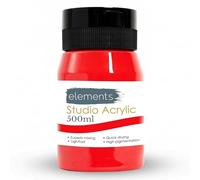 Elements Pot de peinture acrylique Studio de 500 ml - Peinture acrylique à séchage rapide pour toile, bois, verre et plus encore - Peinture acrylique vive à faible odeur - Rouge cadmium