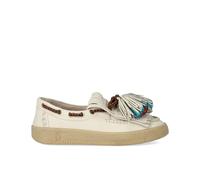 Elena Iachi, Femme, Chaussures, Beige, Taille: 41 EU Mocassin à Pompon avec Détails Tissés