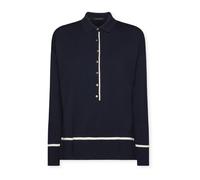 Elena Mirò - Polo avec Boutons et Bordures Contrastées - Femme - Pulls - Bleu - Taille: 38 FR