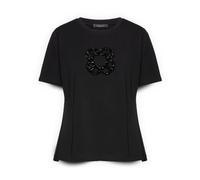 Elena Mirò - T-shirt avec broderie Monogramme - Femme - Tops - Noir - Taille: 42 FR