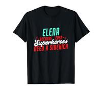 Elena, Parce Que Les Super-héros Ont Besoin d'un Acolyte, Le nom drôle d'Elena T-Shirt Graphique avec Valeur, Homme, Noir, XL