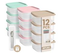 ELENANO| 12 Boite Plastique Alimentaire + Boîte de Rangement Portable Cadeau | Boite Conservation Alimentaire | Pot Conservation Bébé | 350 ml | Made in Europ (12 ud 350 ml)