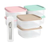 ELENANO| 6 Boite Plastique Alimentaire + Boîte de Rangement Portable Cadeau | Boite Conservation Alimentaire | Pot Conservation Bébé | 600 ml | Made in Europ (6 ud 600 ml)