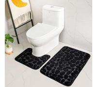 Eleoption - Lot de 2 tapis de bain antidérapants en mousse à mémoire de forme respirante, doux et confortables, absorbants l'eau, pour salle de bain, tapis de bain antidérapant