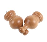 ELEOUTI 2 Pièces Lot de Embouts de Bois Vintage de Couronne pour Tringles à Rideaux de 23mm, Installation DIY sans Échardes, Couleur Beige, pour Salons et Bureaux