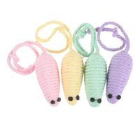 ELEOUTI 4 Pièces Interactif pour Chats D'intérieur en Corde de Coton de Souris, Stimulant la Mastication Jeu pour Chatons et Animaux de Compagnie
