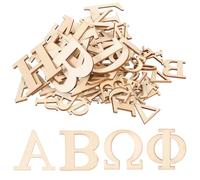 ELEOUTI 72 Pièces Lettres Grecques Bois DIY à Décorer Surface Stable pour Activités Créatives Fêtes D'anniversaire Garçon et Filles