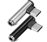 ELEOUTI Adaptateur Audio à Angle Droit USB-c vers 3,5 Mm pour Casque, Plastique Léger, Sonore, Pack de 2, pour Téléphone Mobile