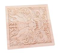 ELEOUTI Applique en Bois Sculpté Vintage, Motif Chinois Classique, 15 CM | Texture Naturelle Non Peinte, Adhésif Intégré, pour Armoires et Commodes, Finition Kaki, Panneaux Bibliothèque
