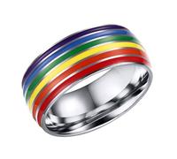 ELEOUTI Bague en Acier Titane Arc-en-ciel pour Gay, Confortable à Porter Surface Lisse, Style Chic pour Soirée Spéciale ou Pique-niques D'