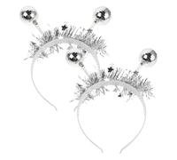 ELEOUTI Bandeau de Fête Disco 2pcs Effet Boule Miroir Argentée en Plastique, Accessoires Cosplay Rétro pour Soirées en Discothèque et Carnaval