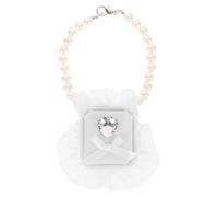 ELEOUTI Boîte à Bagues pour Collier de Chien, Bijoux Mariage, Porte-Bague de Proposition, Rangement D’Alliance, Polyester Blanc, pour Chien et Animal de Compagnie, Mariage et Fiançailles