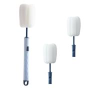 ELEOUTI Brosse de Nettoyage Extra Plate pour Bouteille Éponge Détachable, Manche Long en Pp Bleu, Vacances, Décontamination Efficace et Tête Remplaçable