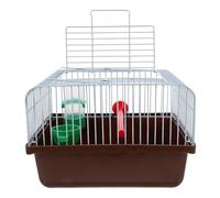 ELEOUTI Cage de Transport Portable pour Oiseaux et Perroquets en Abs et Fer avec Perchoir, Distributeur d'eau, Boîte à Nourriture, pour Voyages et Aventures en Extérieur Couleur