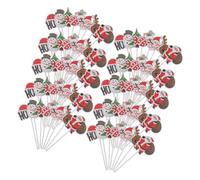 ELEOUTI Décorations Gâteau Noël 80 Pièces Père Noël et Renne en Cure-Dents pour Fêtes d'Hiver et Réunions de Famille