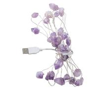 ELEOUTI Guirlande Lumineuse USB à Pierres Simulées Violet Améthyste 30 LED Blanc Froid, Décoration Lumineuse Chic et Suspendue pour Noël et Diverses Occasions