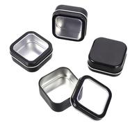 ELEOUTI Lot de 16 Boîtes Métalliques Carrées 58x58x25 Mm avec Couvercle Fenêtre Transparent, Boîtes en Fer pour Bougies, Rangement Bijoux et Petits Objets, Organiseur Pratique pour Maison