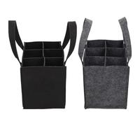 ELEOUTI Lot de 2 Porte-Bouteilles de Vin en Feutre Séparateurs pour 6 Bouteilles, Paquet Fourre-Tout Rigide Poignée, Couleurs Noir et Gris, Transport Sécurisé pour Rangement et Présent