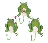 ELEOUTI Lot de 3 Crochets Muraux en Fer de Grenouille Mignons, Crochets Décoratifs pour Clés, Chapeaux et Paquet, Fixation Murale Cuisine, Salon, Couloir - Rangement Pratique et Original