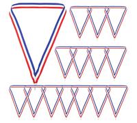ELEOUTI Lot de 50 Rubans pour Médaille en Polyester Coton avec Clips à Pression, Rubans aux Trois Couleurs Rouge Blanc Bleu, Confortables et Sécurisés pour Réunions Sportives et Jeux