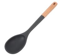 ELEOUTI Louche à Soupe en Silicone Long Manche en Bois Antidérapant, Résistante la Chaleur, Conçue Usage Polyvalent et Professionnelle