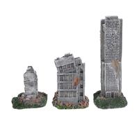 ELEOUTI Maquette de Bâtiment en Ruine 3 Pcs pour Aquarium Décor en Résine Réaliste Cachette Rocheuse pour Poissons Ruines Urbaines Miniature Accessoire Déco Aqua Eau Douce Décor