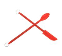 ELEOUTI Mini Spatule en Silicone Rouge 2 Pièces Manche Télescopique, Cuillère de Maquillage et Racloir Cuisine, Spatule Multi-usages pour Desserts, Pots et Cosmétiques, Ustensile Pratique