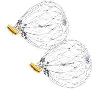 ELEOUTI Piège à Crabes en Fil d'acier Contrepoids et Épingle à Appât, Cage Portable Argentée 2pcs pour Rivières et Lacs Couleur Aléatoire