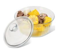 ELEOUTI Plat à Gratin avec Joint Étanche Rond en Verre Borosilicate 1,6l avec Couvercle Transparent, Plat Allant Four pour et Service