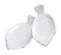ELEOUTI Râpes à Ail et Gingembre Forme de Poisson en Céramique Blanche Lot de 2 Légères et Faciles à Nettoyer Accessoire Pratique pour Fruits et Pommes de Terre