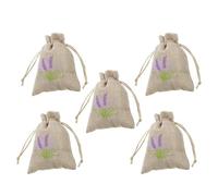 ELEOUTI Sachets Vides en Lin Imitation Beige 10x14 Cm Lot de 5 pour Rangement Parfumé Lavande Rechargeables Multifonctions Adaptés aux Fêtes Chinoises