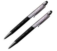 ELEOUTI Stylets en Cristal Diamant 2 Pièces Stylo à Bille Rétractable en Acier Inoxydable pour Tablette et Téléphone Tactile Noir Élégant et Fin