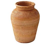 ELEOUTI Vase Décoratif en Rotin Tressé Main, Design Rond Simple et Créatif, Facile à Nettoyer, Maison Balcon