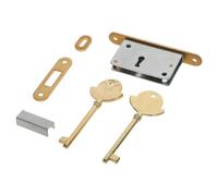 ELEOUTI Verrou de Piano Vertical en Laiton, Style Vintage, Poli | Kit avec Cylindre, Clés en Laiton, Fixations Auxiliaires, Joint de Fixation et Bloc Auxiliaire