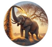 Éléphant 1000 Pièce Jigsaw Puzzles Jeux ÉduChatifs Soulageur De Stress Puzzles Ronds Belle Décoration Puzzle pour Adultes Et Enfants 1000pcs (67.5x67.5cm)