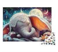 éléphant 1000 Piece Recycled Cardboard DIY Art Fantastique éclairé par la Lune Jigsaw Puzzle Adults Kids Holiday Activity Family Fun Gift Cognitive Development for Kids 70x50cm/1000pcs
