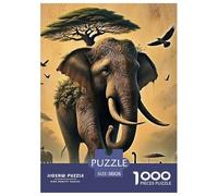 éléphant 1000 Pièces African éléphant Puzzles pour Adultes Un Puzzle Difficile Jeu Éducatif Défi Jouets Enfants Jeu De Puzzle pour Toute La Famille Décoration De La Maison 38x26cm/1000pcs