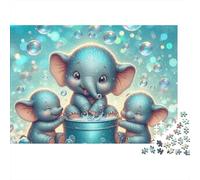 éléphant 1000 Pièces Bubble Bath Trio Puzzle pour Adultes Carton sans Odeur Anti-Stress Stimuler l'esprit pour Débutants avec Affiche Guide 52x38cm/1000pcs