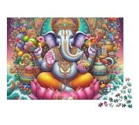 éléphant 1000 Pièces Lotus éléphant Art Puzzle pour Adultes Carton sans Odeur Anti-Stress Difficile pour Experts Livraison Rapide sans Reflets 52x38cm/1000pcs