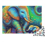 éléphant 1000 Pièces Puzzle pour Adultes Jeu Stimulant Puzzle Anti-Stress Cultiver l'esprit D'équipe Cadeaux pour Adultes 500pcs (52x38cm)